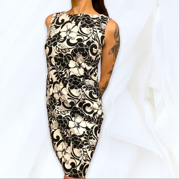 Vintage Floral Print Black Mini Dress (5) Niki Lee California - Picture 1 of 5